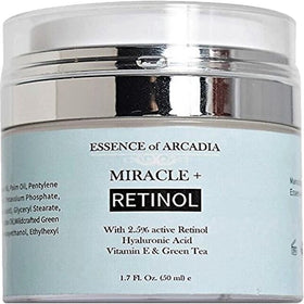 Essence of Arcadia retinol moisturizer bottle with anti-aging care for face and eye areas.