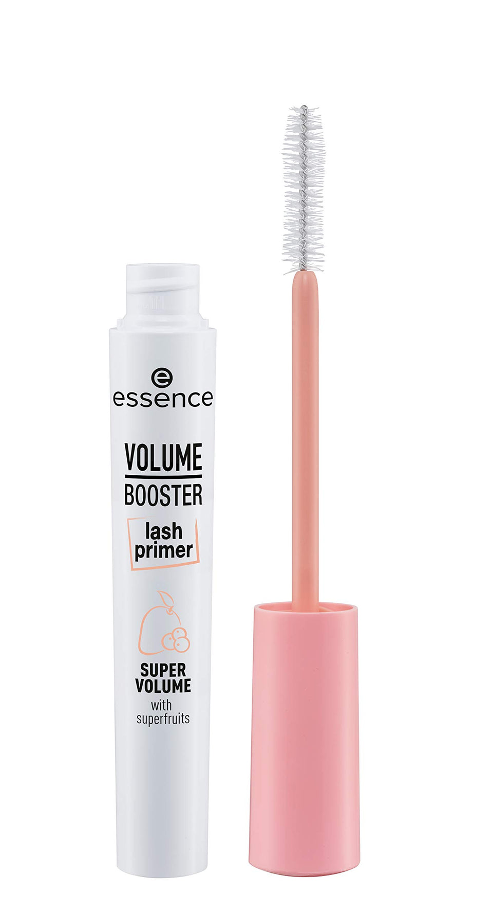 essence Volume Booster Lash Primer bottle close-up showing the conditioning base for lashes
