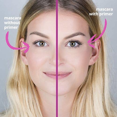 essence Volume Booster Lash Primer swatch on lashes indicating base helps mascara cling