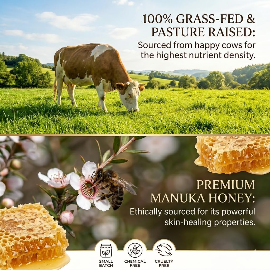 Essencetics grass-fed tallow ingredients highlighted for purity