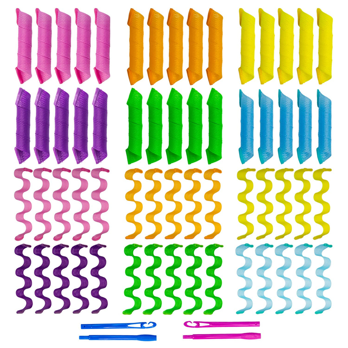 Essenergi 60pc heatless curlers spiral 12in for versatile styling options.