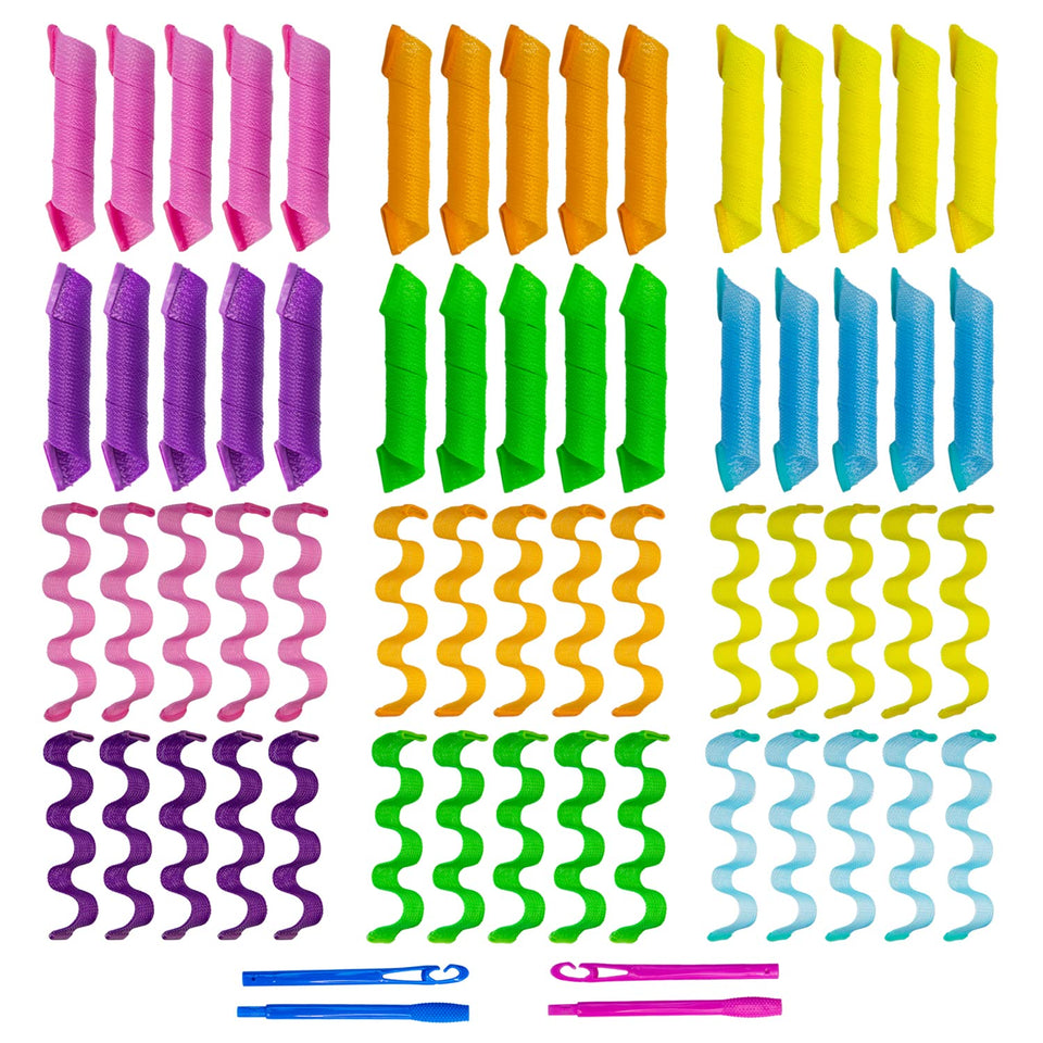 Essenergi 60pc heatless curlers spiral 12in for versatile styling options.