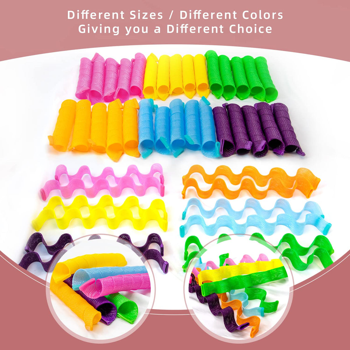 Essenergi 60pc heatless curlers wave 12in for natural-looking textures.