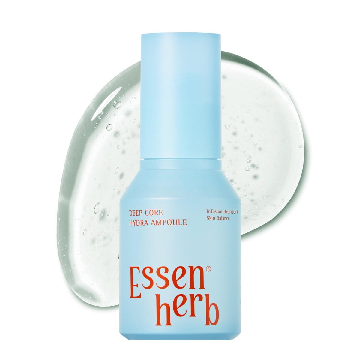 ESSENHERB Deep Core Hydra Ampoule with 10-layer HA for deep hydration.