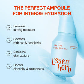 ESSENHERB Deep Core Hydra Ampoule ideal for sensitive, dehydrated skin.