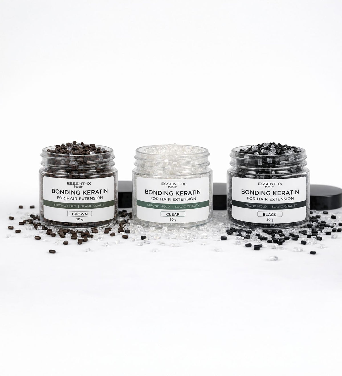 ESSENT-IX keratin beads remove cleanly without residue after use.
