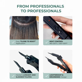 ESSENT-IX keratin fusion tool with adjustable temperature for diverse hair types.