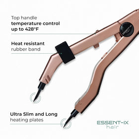 ESSENT-IX keratin fusion tool in rose gold design for elegant styling.