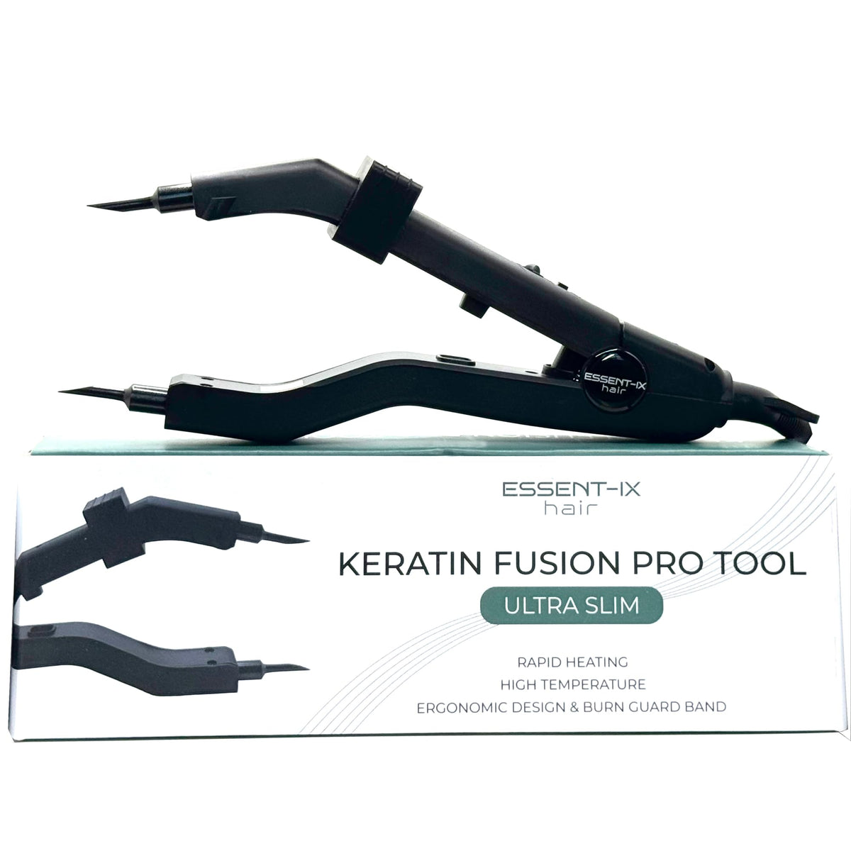ESSENT-IX keratin fusion tool with slim long plates for precise root access.