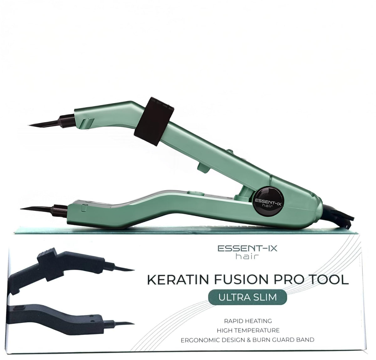 ESSENT-IX professional keratin fusion tool with mint green plates for precise bonding