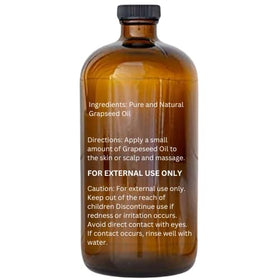 Closeup of Essentially KateS Grapeseed Oil bottle highlighting premium packaging and purity
