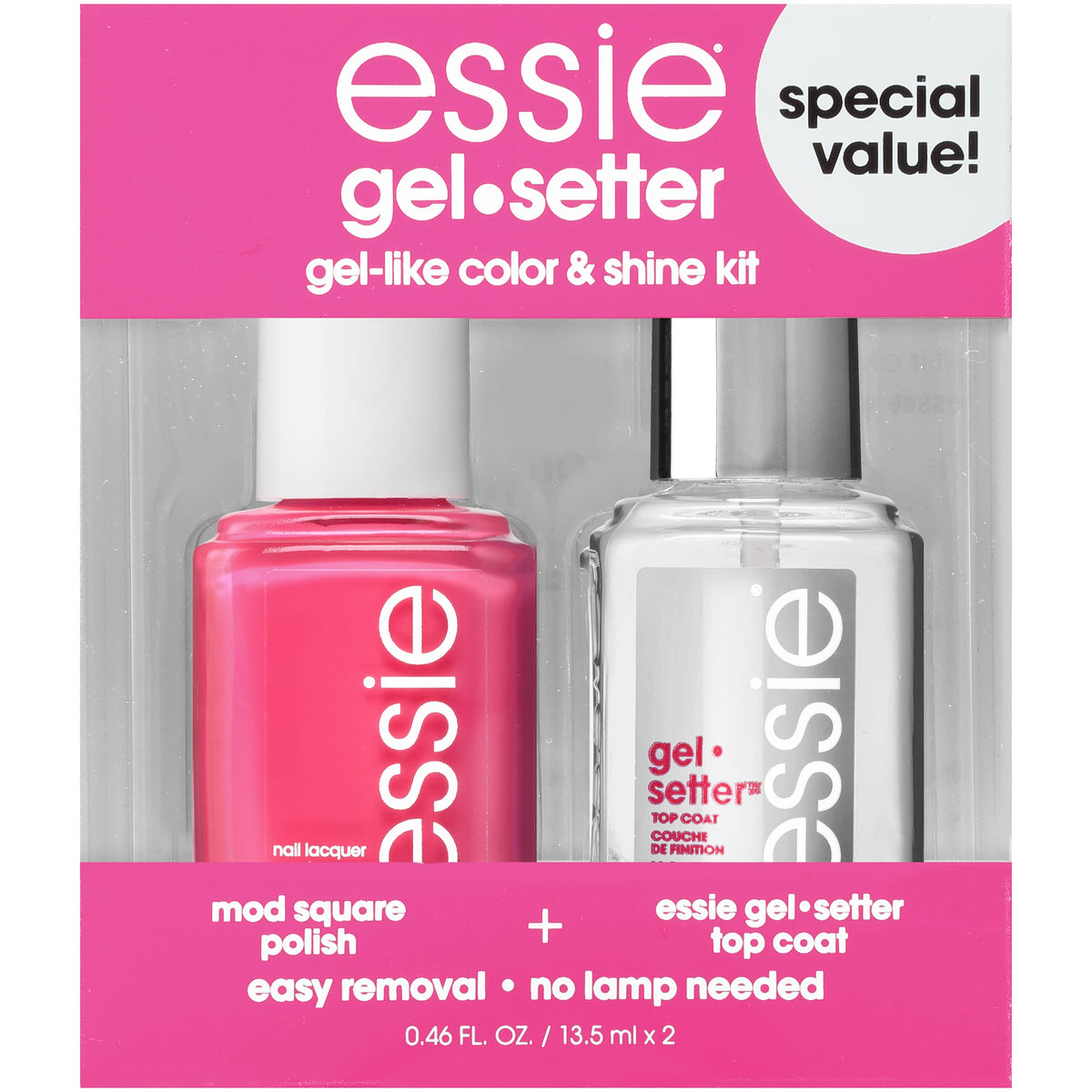 essie Gel Couture hot pink nail polish bottle with vibrant color for lasting wear