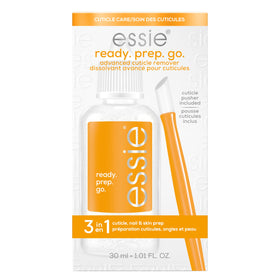 Essie ready. prep. go cuticle remover bottle highlights 3-in-1 prep for clean nails