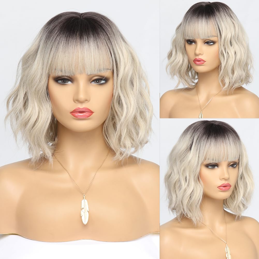 EssionTech short ombre blonde bob wig side view highlighting flow and movement.
