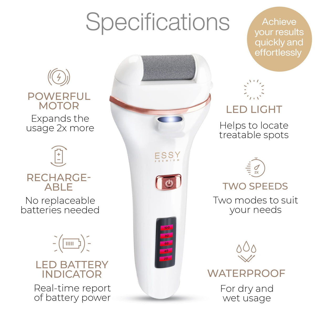 Essy electric foot file regular roller for thicker skin smoothing