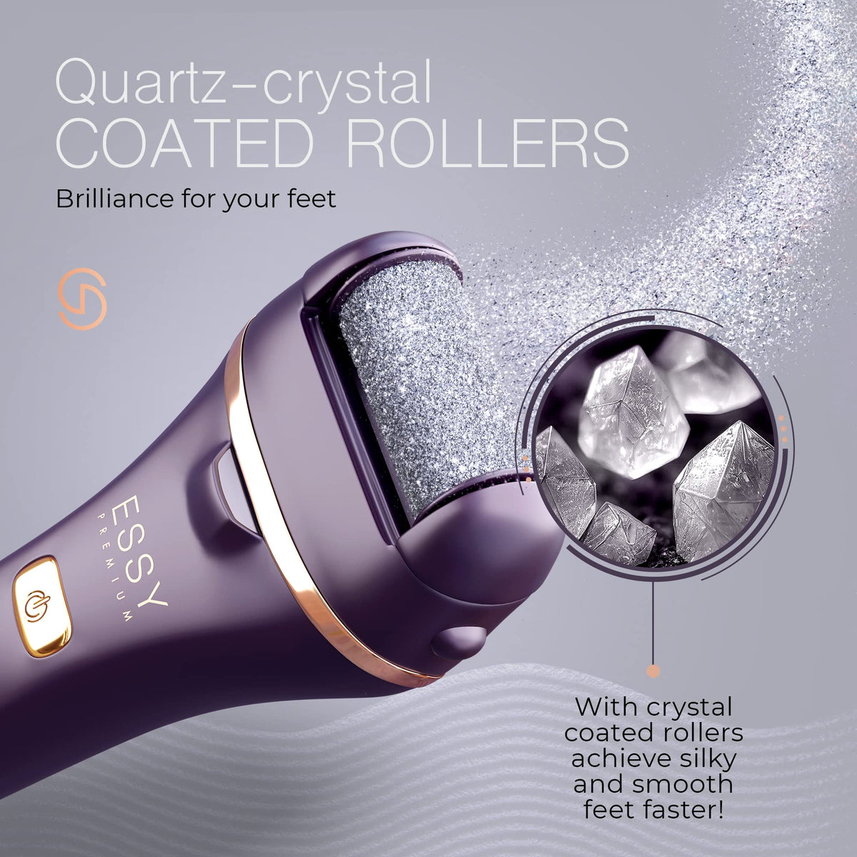 Essy electric foot file rollers set showing replacement heads for versatile smoothing