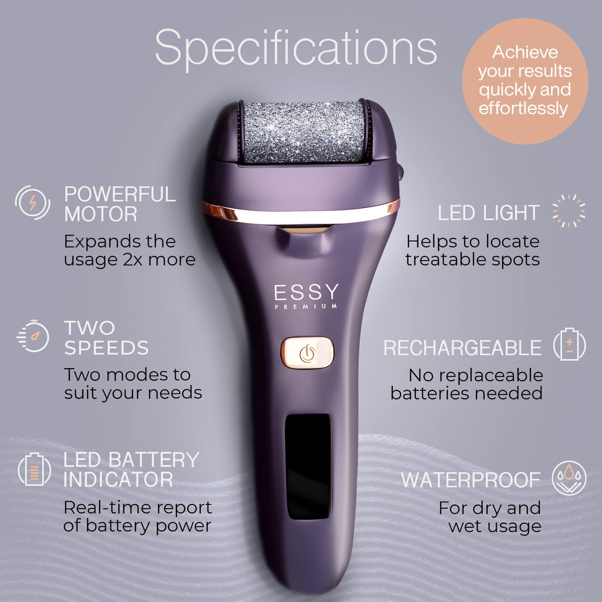 Essy foot file in use on dry skin for smoother feet