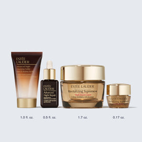 Estée Lauder close-up texture: moisturizer and serum for a radiant glow.