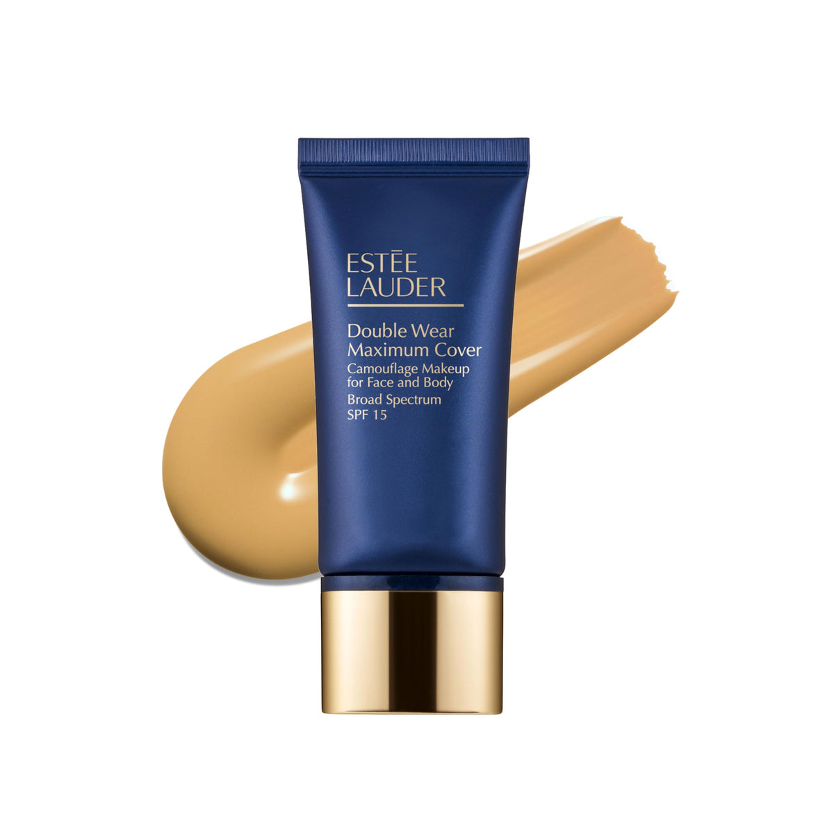 Estée Lauder Double Wear bottle with pump shows long-lasting face coverage.