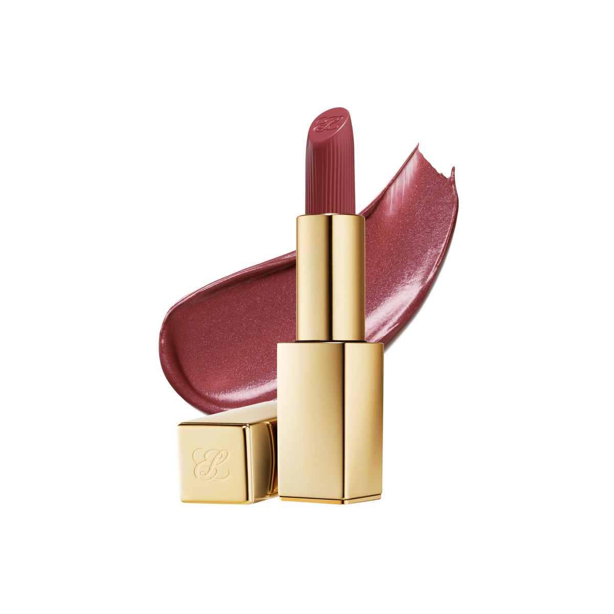 Estée Lauder Pure Color Hi-Lustre lipstick bullet showing precise shaping and lasting shine