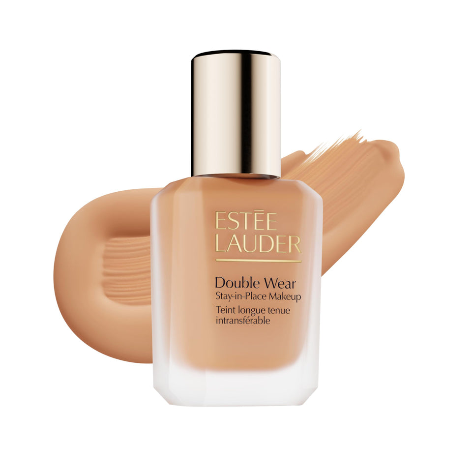 Estée Lauder Double Wear bottle closeup showing long-lasting matte finish for all-day wear