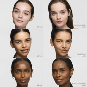 Estée Lauder Double Wear dual-fusion applicator enables buildable coverage.