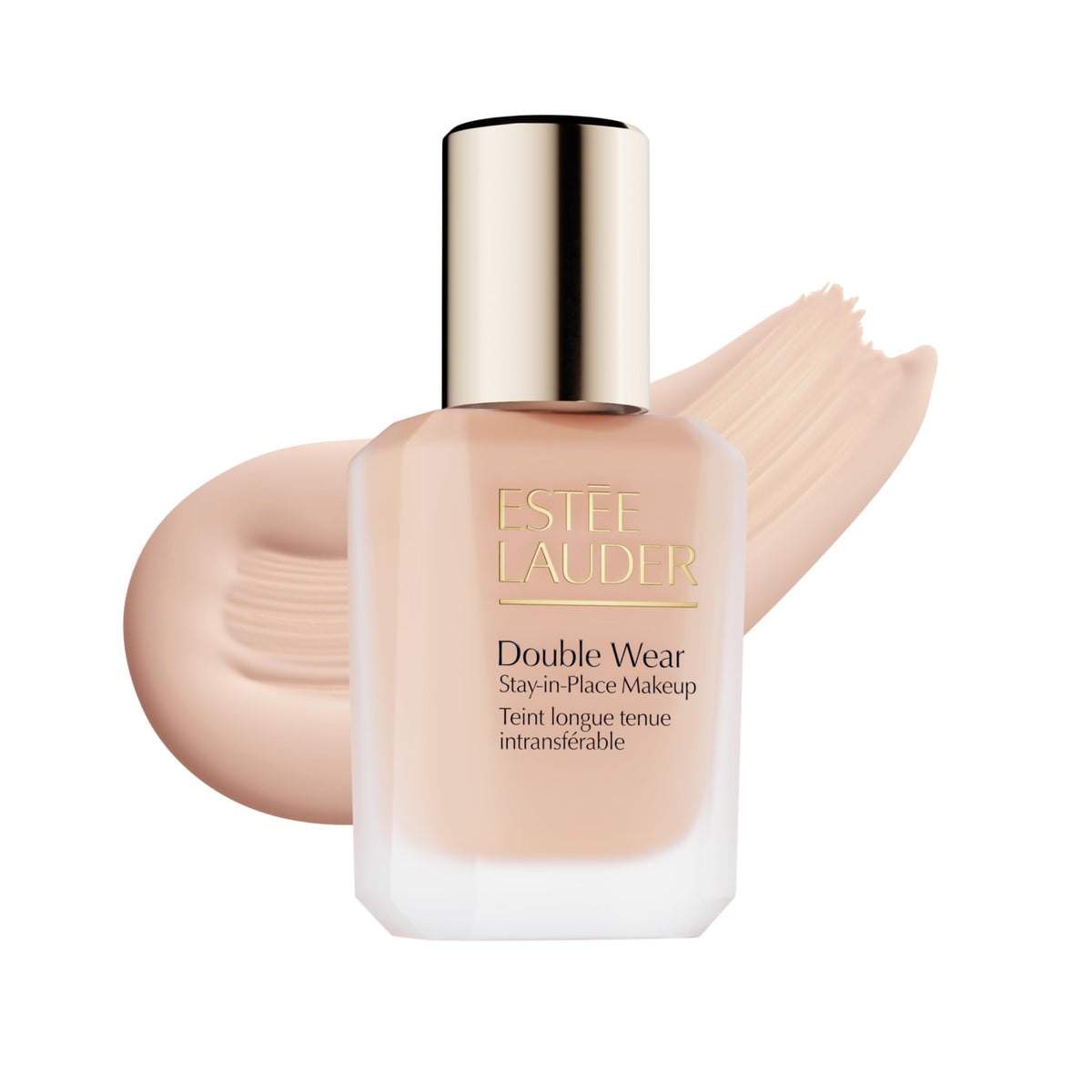 Estée Lauder Double Wear bottle with pump showing precise application and long wear