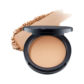 Estée Lauder Double Wear powder veil compact with puff for effortless touch-ups.