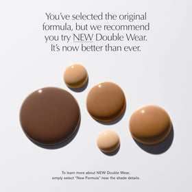 Estee Lauder Double Wear swatches show shade 5W1 Bronze blending evenly.