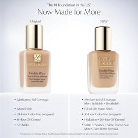 Estée Lauder Double Wear shade swatch with 57 shades for balanced tones.