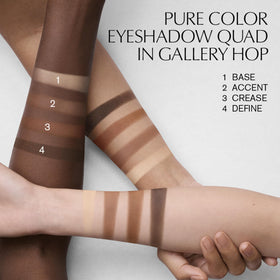 Estée Lauder Essential Eyeshadow Quad application step 1 enhances sculpted lids.