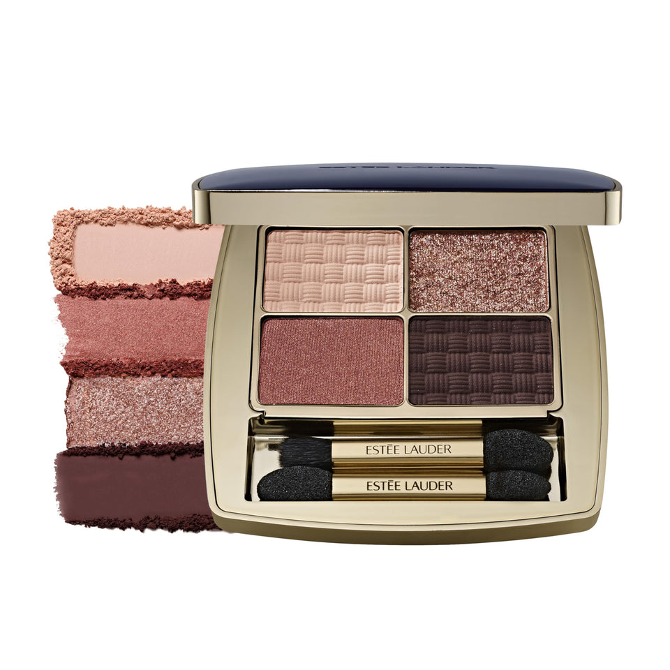 Estée Lauder Essential Eyeshadow Quad case with mirror and applicators for easy on-the-go makeup.