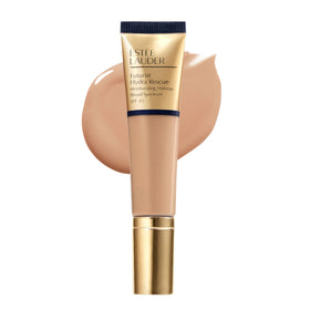 Estee Lauder Futurist Hydra Rescue bottle showcases breathable, long-lasting radiance for all-day wear.