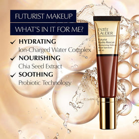 Skin appearance after wear with Estee Lauder Futurist Hydra Rescue foundation showing even tone