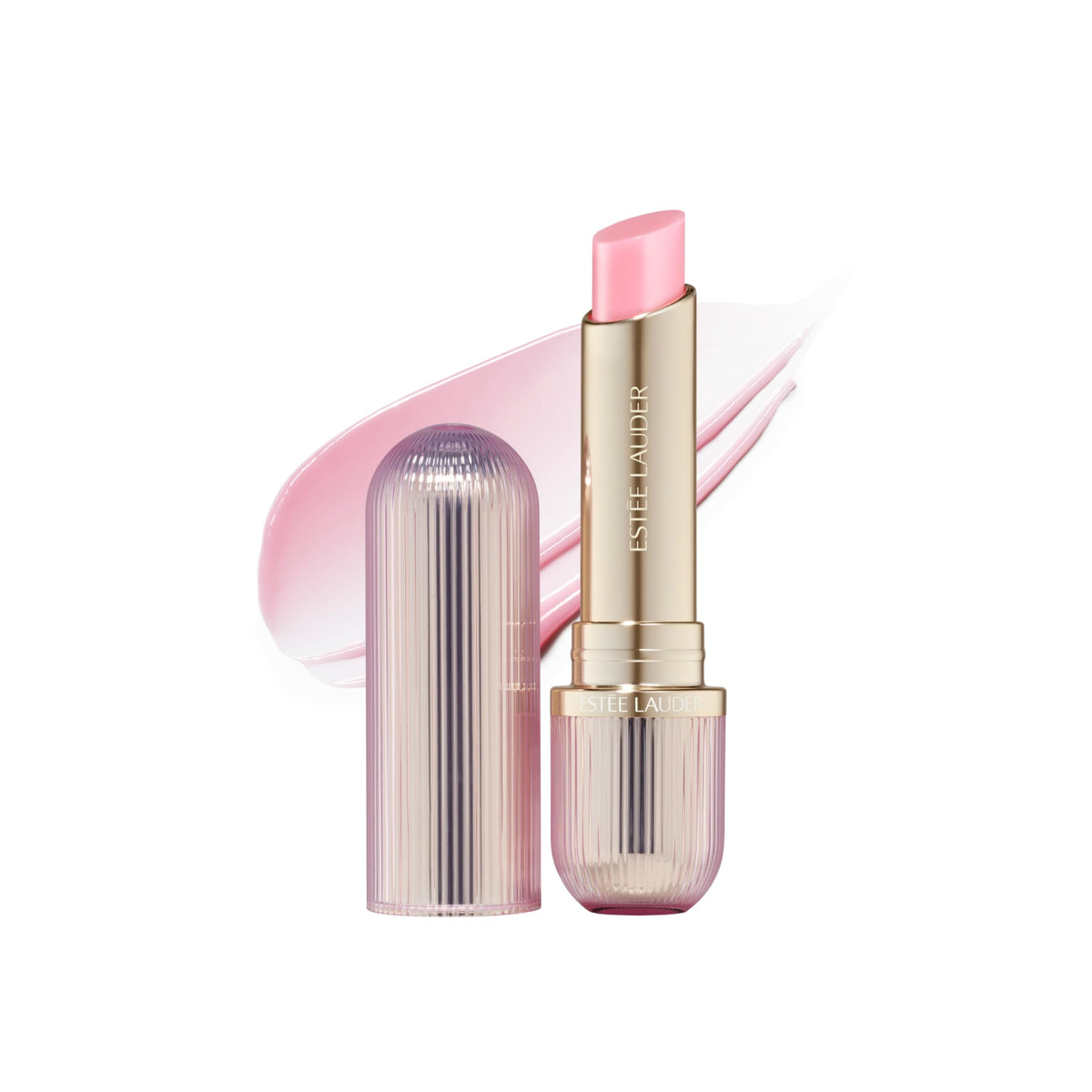 Estee Lauder Futurist HydraPlump tinted lip balm application showing pH-adaptive color and hydration.