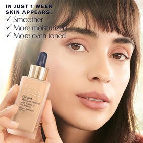 Estée Lauder Futurist Skin Tint swatch showing sheer coverage and glow.