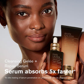 Estée Lauder Get Ready Routine Advanced Night Repair Serum bottle for smoother, radiant skin over time.