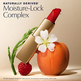 Estée Lauder lipstick application close-up on lips.