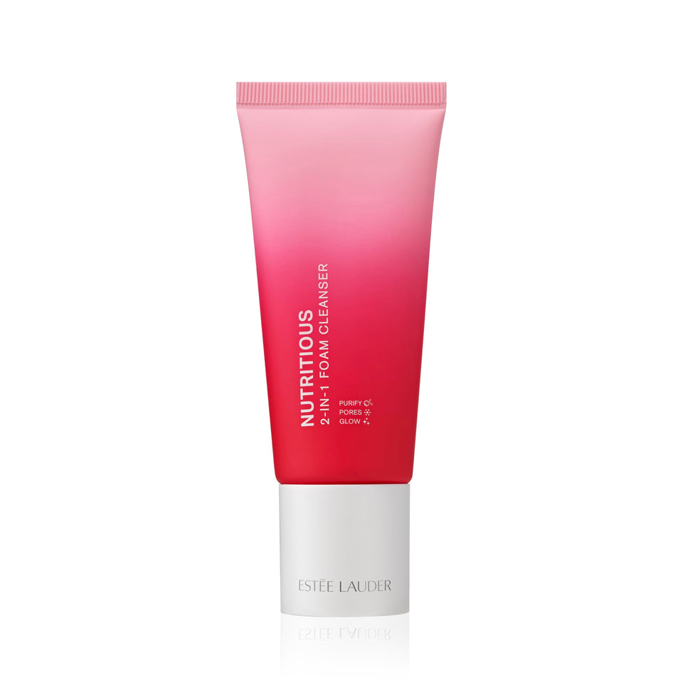 Estée Lauder Nutritious foaming cleanser bottle showing travel-size convenience.