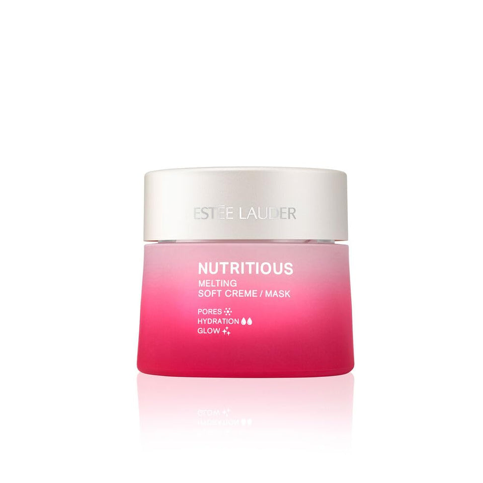 Estee Lauder Nutritious Melting Soft Cream jar closeup showing creamy texture for hydration.