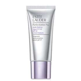 Estée Lauder Perfectionist Aqua SPF 50 bottle shows lightweight, non-greasy protection