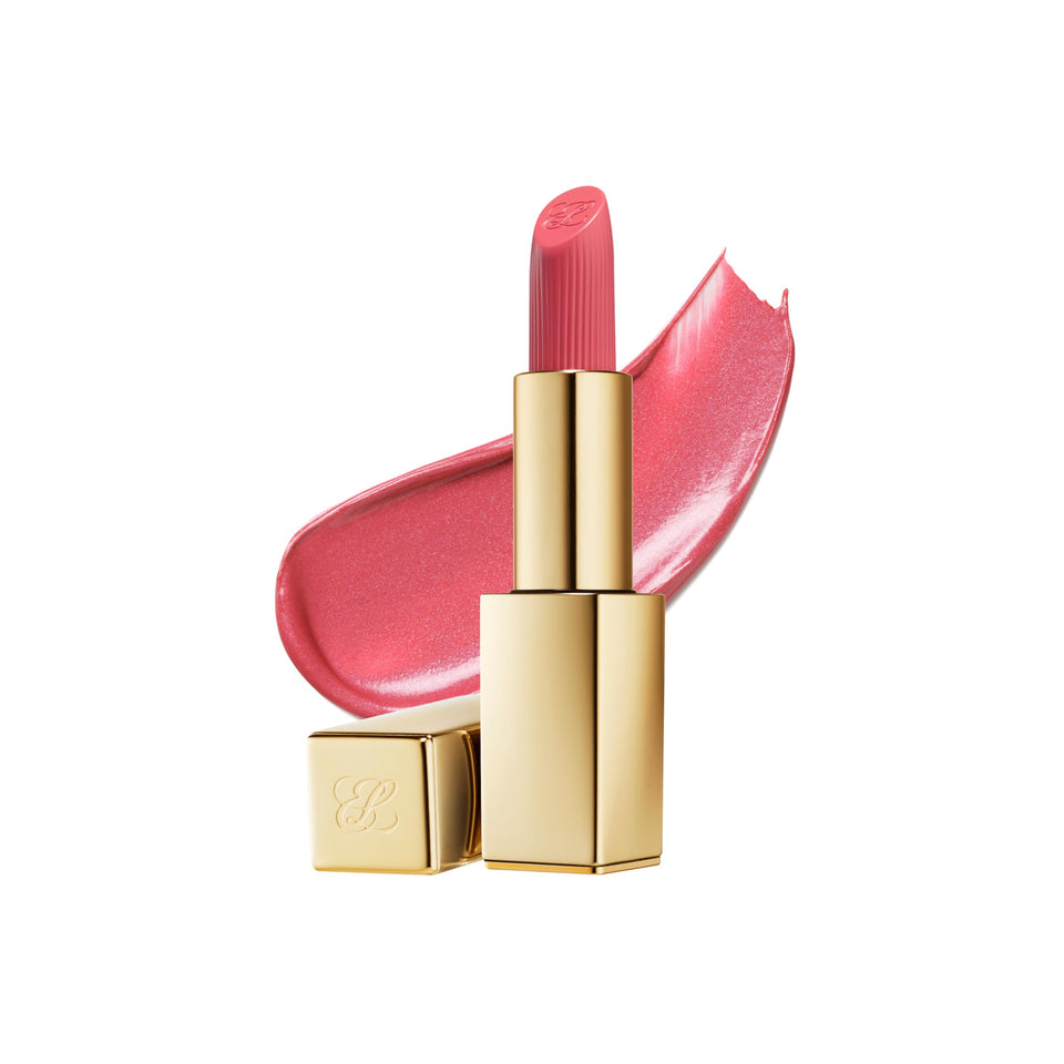 Estée Lauder Pure Color Hi-Lustre Frosted Apricot bullet shows precise lip sculpting