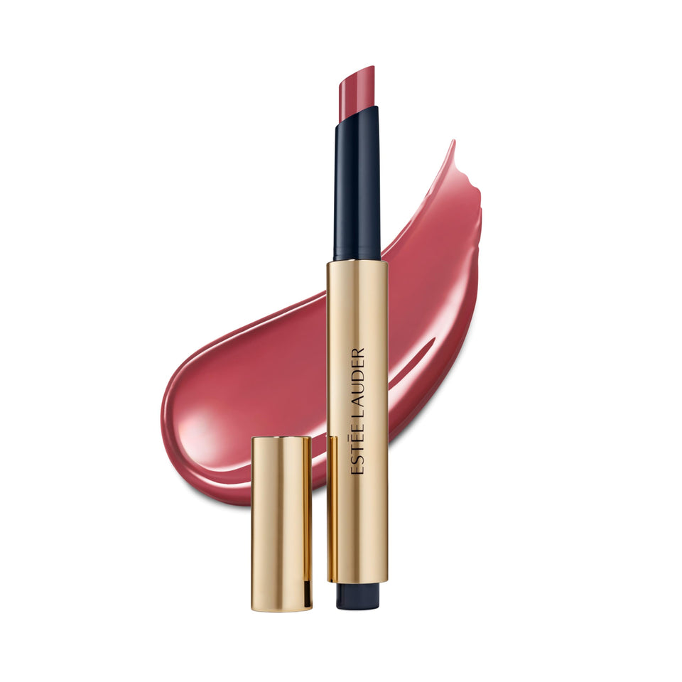 Estee Lauder Pure Color Melt-On Glosstick close-up in Melted Rose with mirror shine.