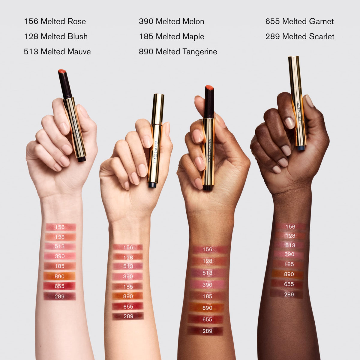 Swatch of Melt-On Glosstick with sheer-to-medium coverage on skin.