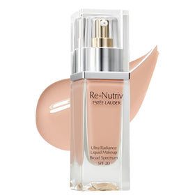 Estée Lauder Re-Nutriv Ultra Radiance Foundation bottle with pump for easy application and glow