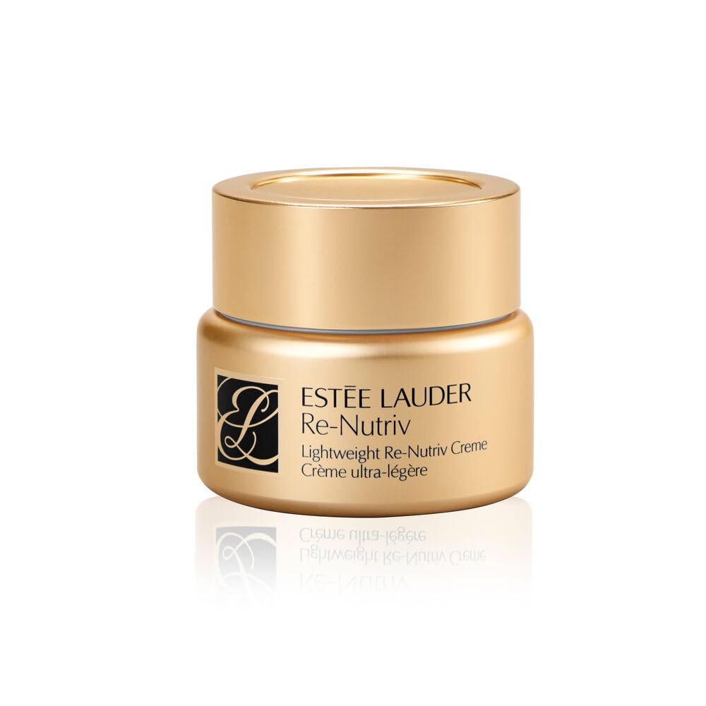 Estee Lauder Re-Nutriv lightweight cream bottle showcases luxe hydration for daily use.