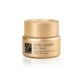 Estee Lauder Re-Nutriv lightweight cream bottle showcases luxe hydration for daily use.