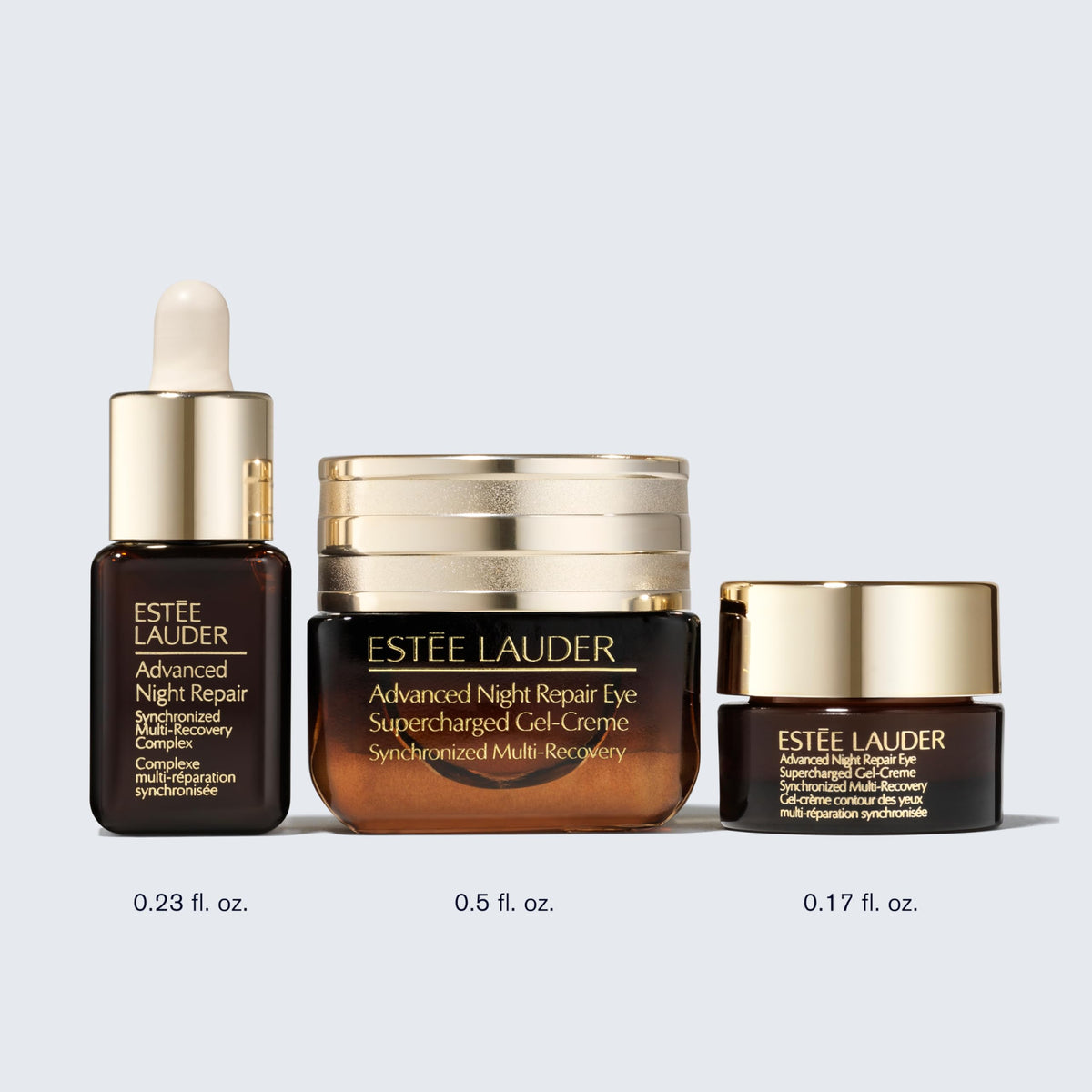 Estee Lauder Synchronized Multi-Recovery Serum bottle close-up suggesting glow