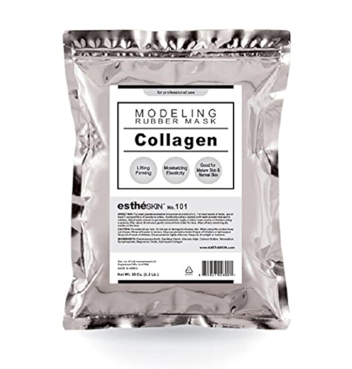 EstheSKIN No.101 collagen mask jar close-up showing premium packaging for hydration and elasticity.