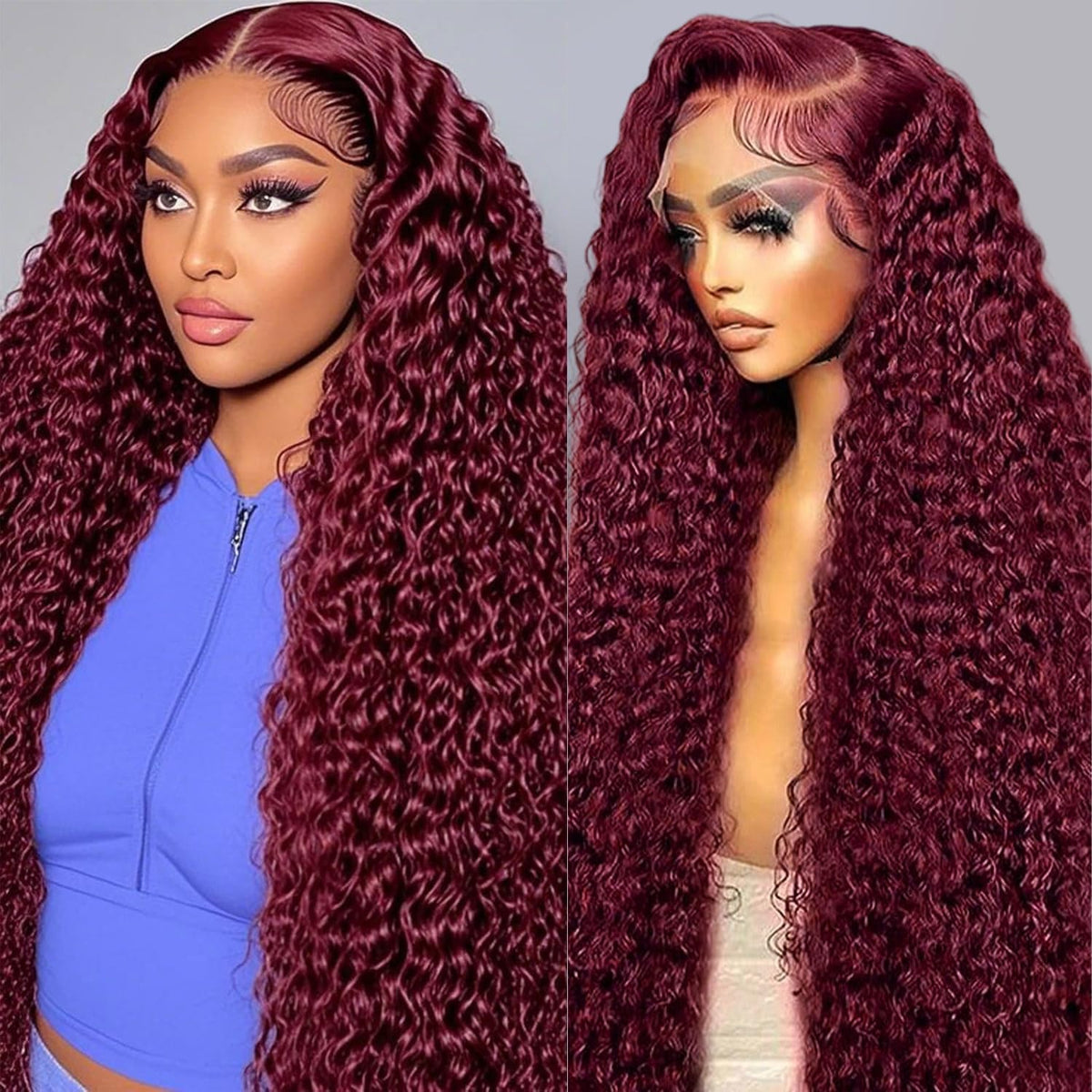 Estilar 30 inch burgundy lace front wig for natural part and vibrant color.